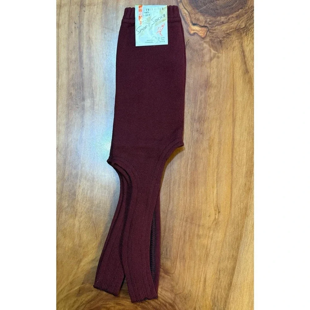 NOS Vintage 70s Twin City Sport Socks Baseball Nylon 12 pairs Maroon movie Prop